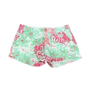 Lilly Pulitzer Womens Callahan Shorts Pink Green 2 Floral Resort Vacation Casual